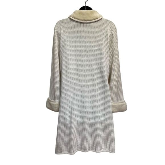 Vintage Maria Lisa Long Line Cardigan Button Front Faux Fur Collar & Cuffs Sz M - Picture 4 of 8